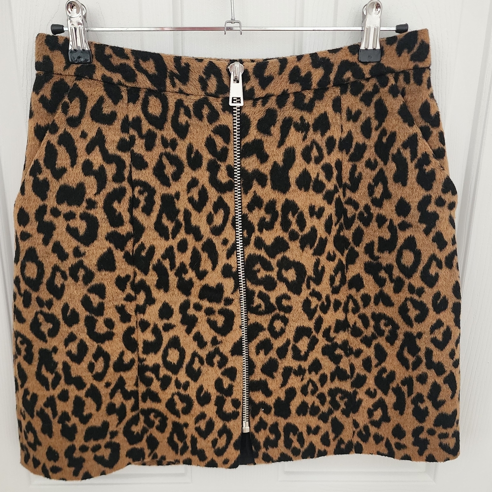 Vero Moda Leopard Zip-Front Mini Skirt - Brown & Black